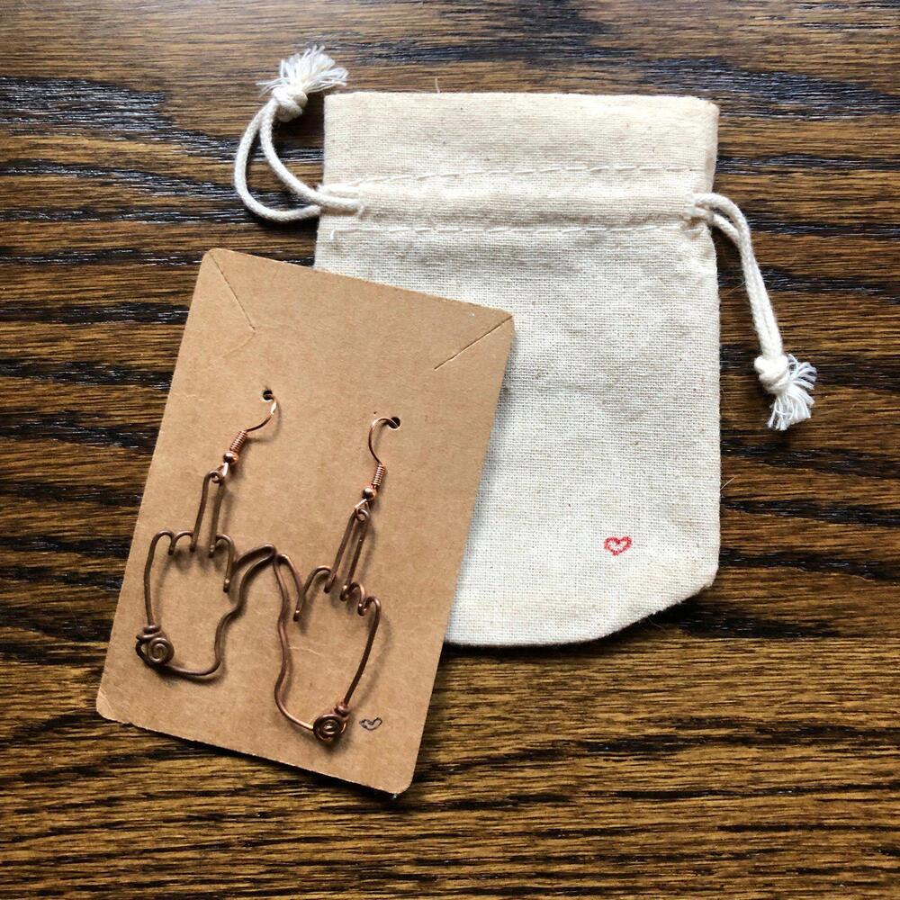 NEW Middle Finger Custom Made Earrings